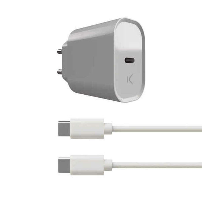 Wand-Ladegerät + USB-Kabel C KSIX Weiß 20W