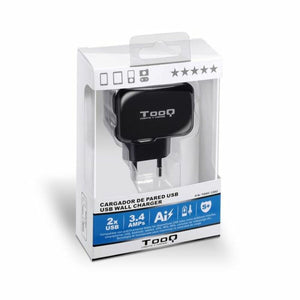 Wandladegerät TooQ AATCAT0149 USB x 2 17W Schwarz