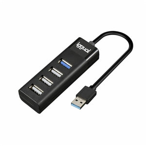 4-Port USB Hub iggual IGG317686 Schwarz