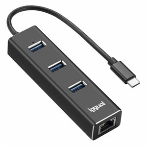 3-Port USB Hub iggual IGG317709 Schwarz