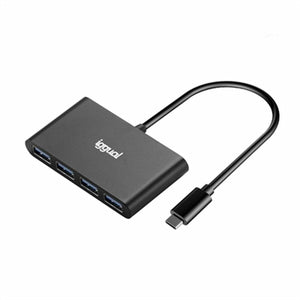 4-Port USB Hub iggual IGG317716 Schwarz